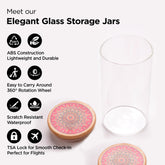 UMAI Borosilicate Glass Jar with Printed Bamboo Lid|Kitchen Organizer Items and Storage|Multi-utility, Leakproof, Airtight Storage Jar for Cookies,Snacks,Tea,Coffee,Sugar|Pack of 6(1000ml)